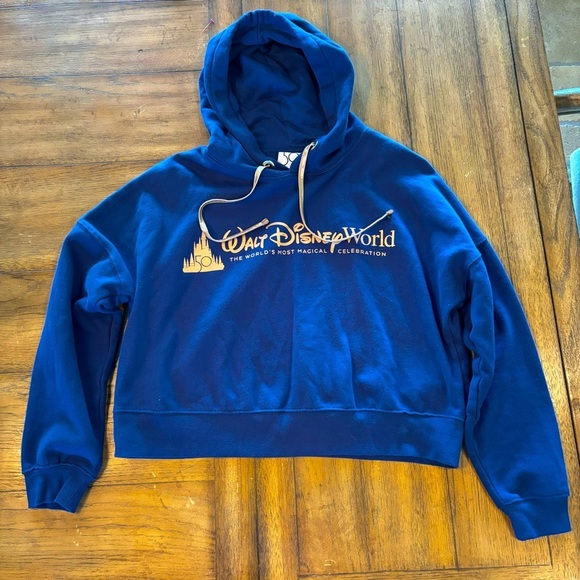 Walt Disney World 50th Anniversary Cropped Hoodie Sweatshirt, Medium, Blue - Picture 1 of 9